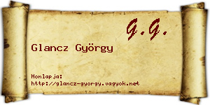 Glancz György névjegykártya